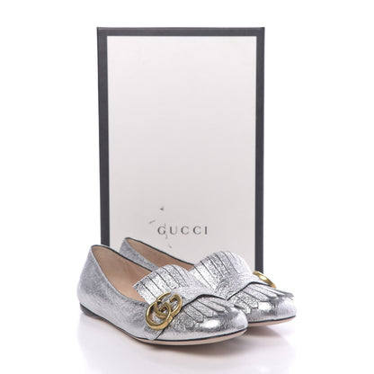 Gucci Galassia GG Marmont Fringe Flats 37.5 Argento 10 of 10