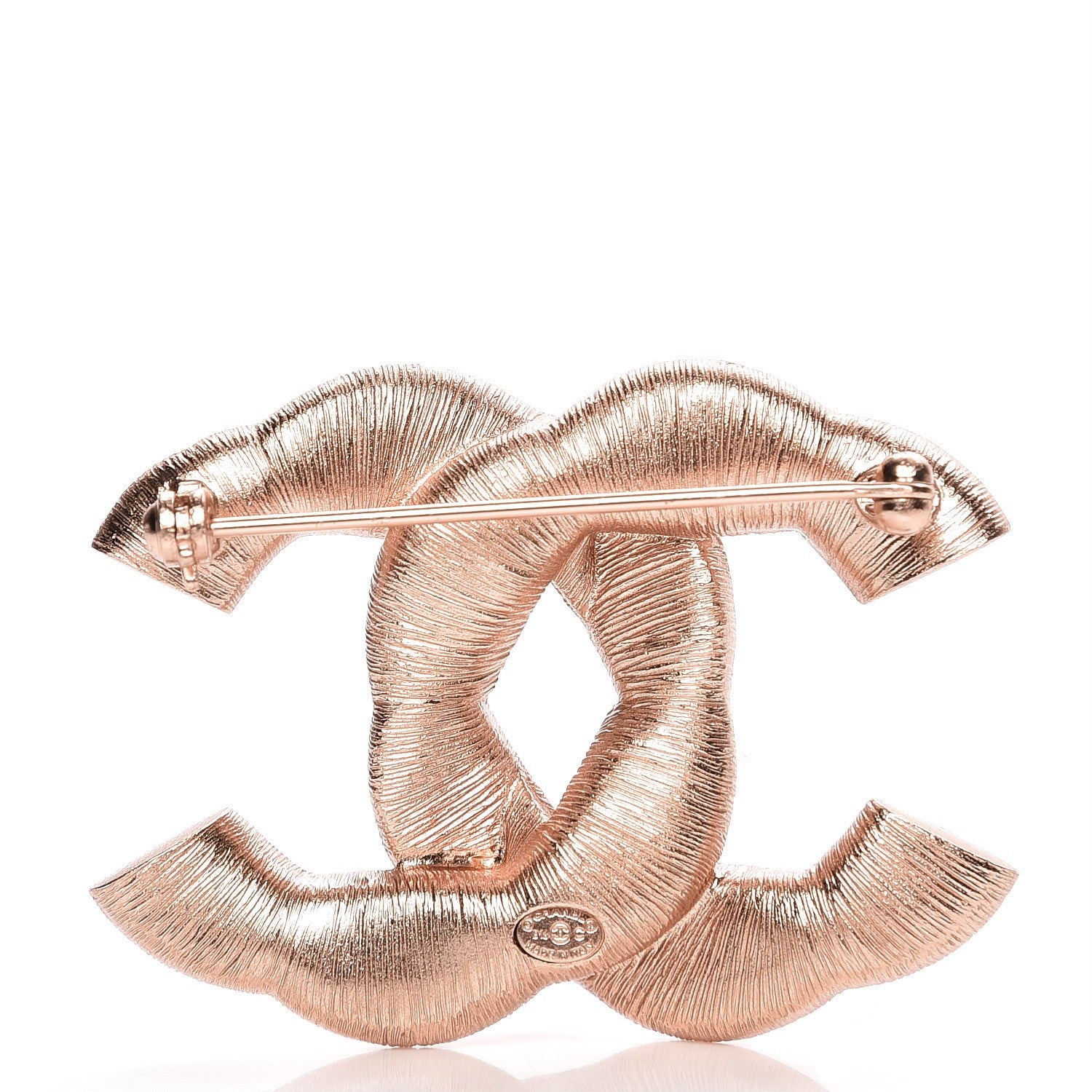 Chanel Crystal Twisted CC Brooch Rose Gold 3 of 6