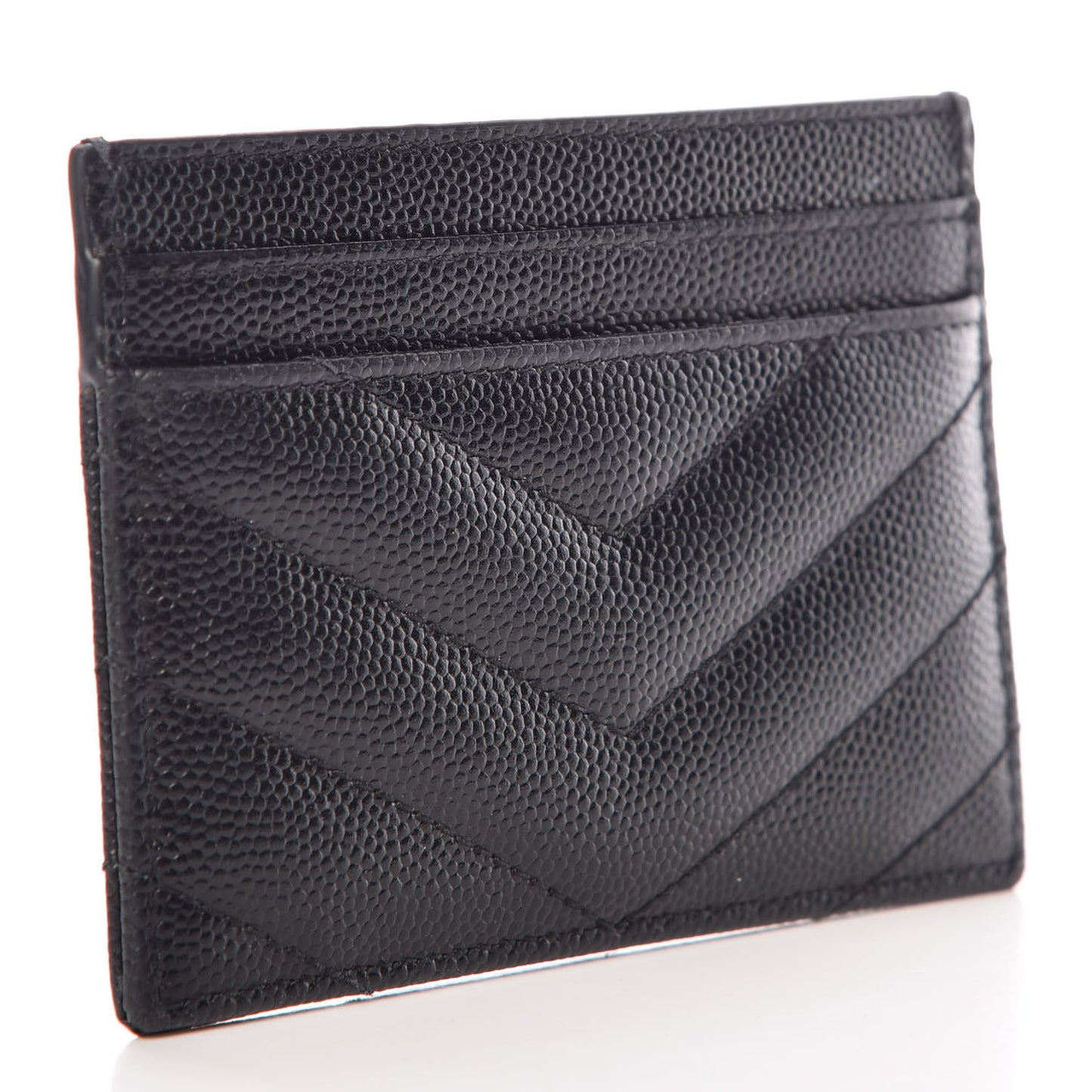 Grain De Poudre Matelasse Chevron Monogram Credit Card Case Black