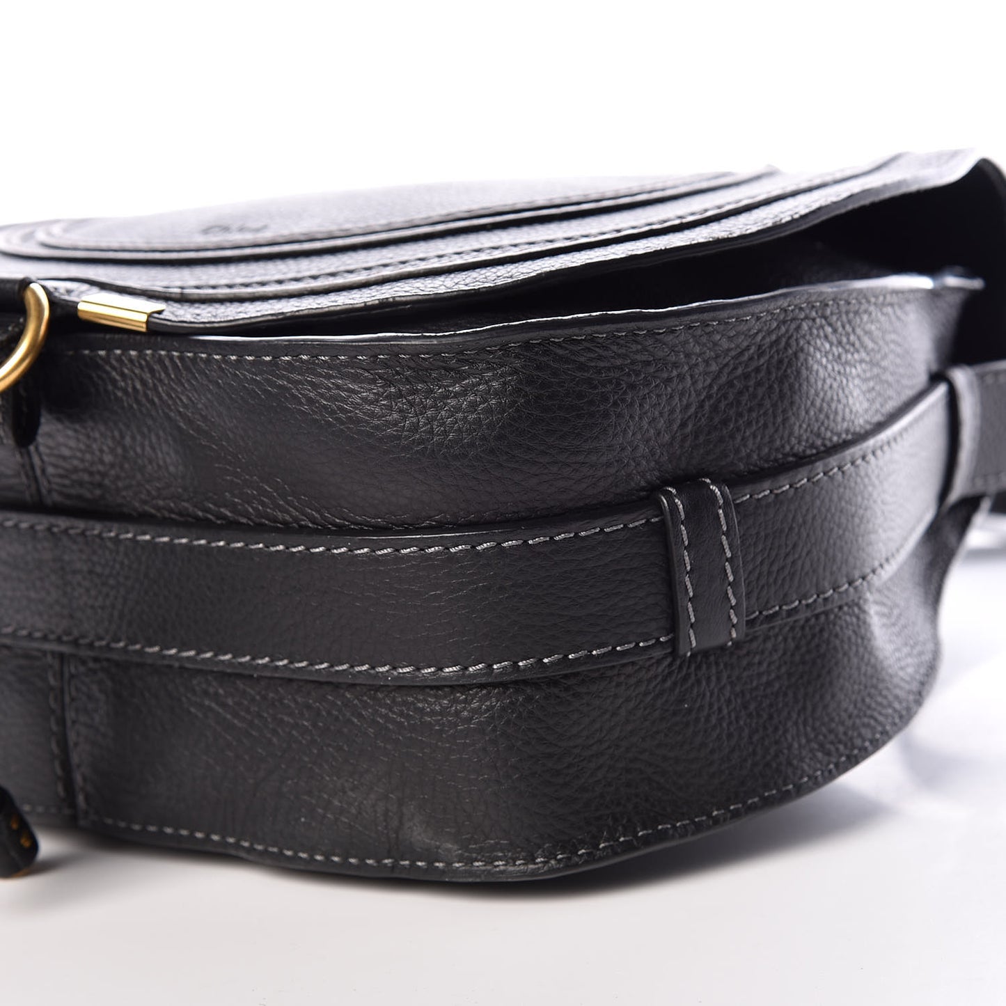 Calfskin Medium Marcie Round Crossbody Bag Black