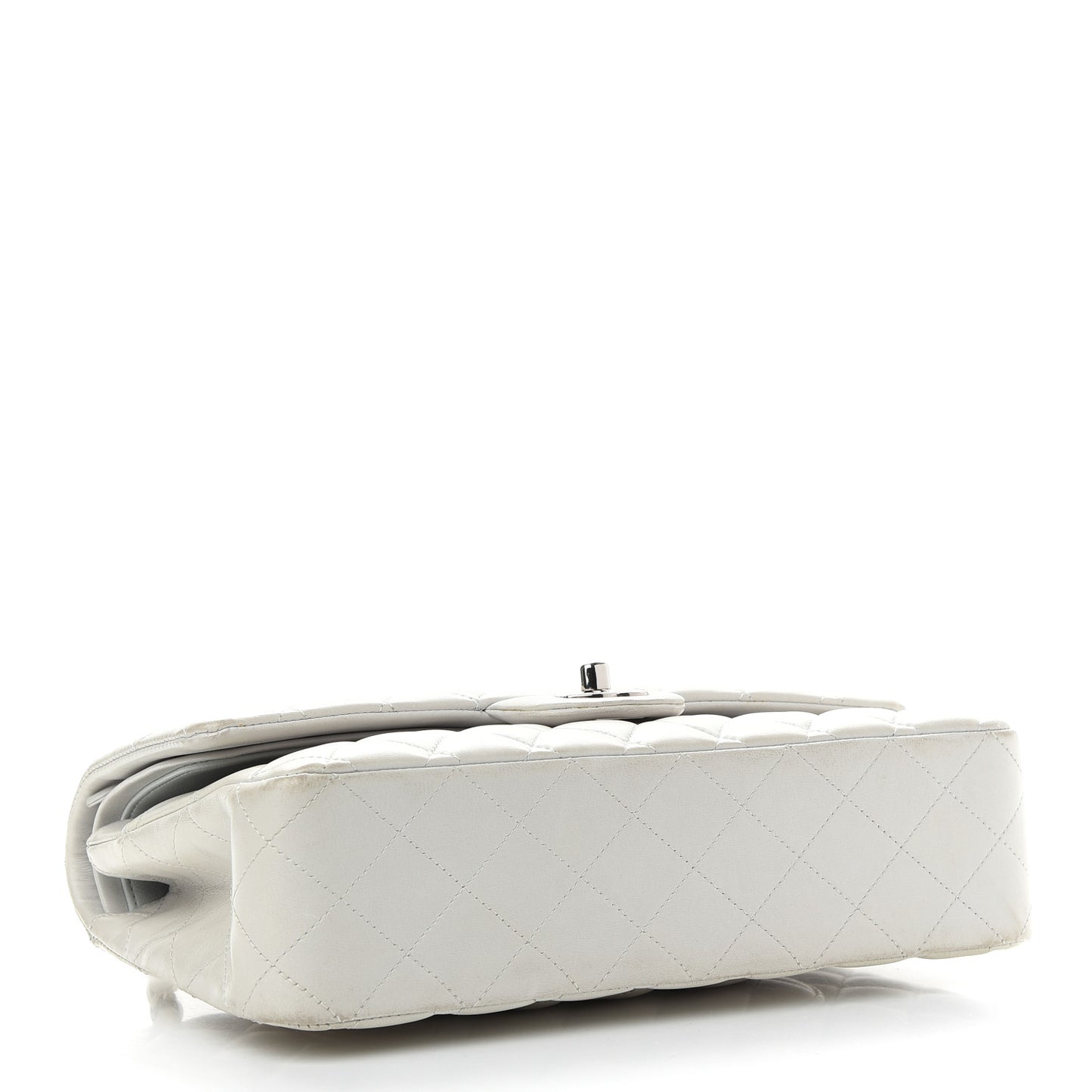 Lambskin Quilted Medium Double Flap Grey