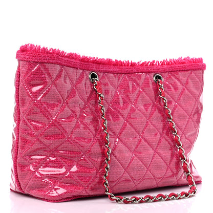 Chanel Vinyl Quilted Funny Tweed Tote Fuchsia 3 of 15