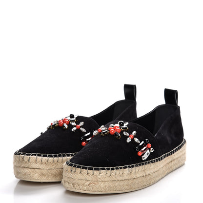 Louis Vuitton Suede Front Pier Espadrille Flats 39 Black 2 of 9