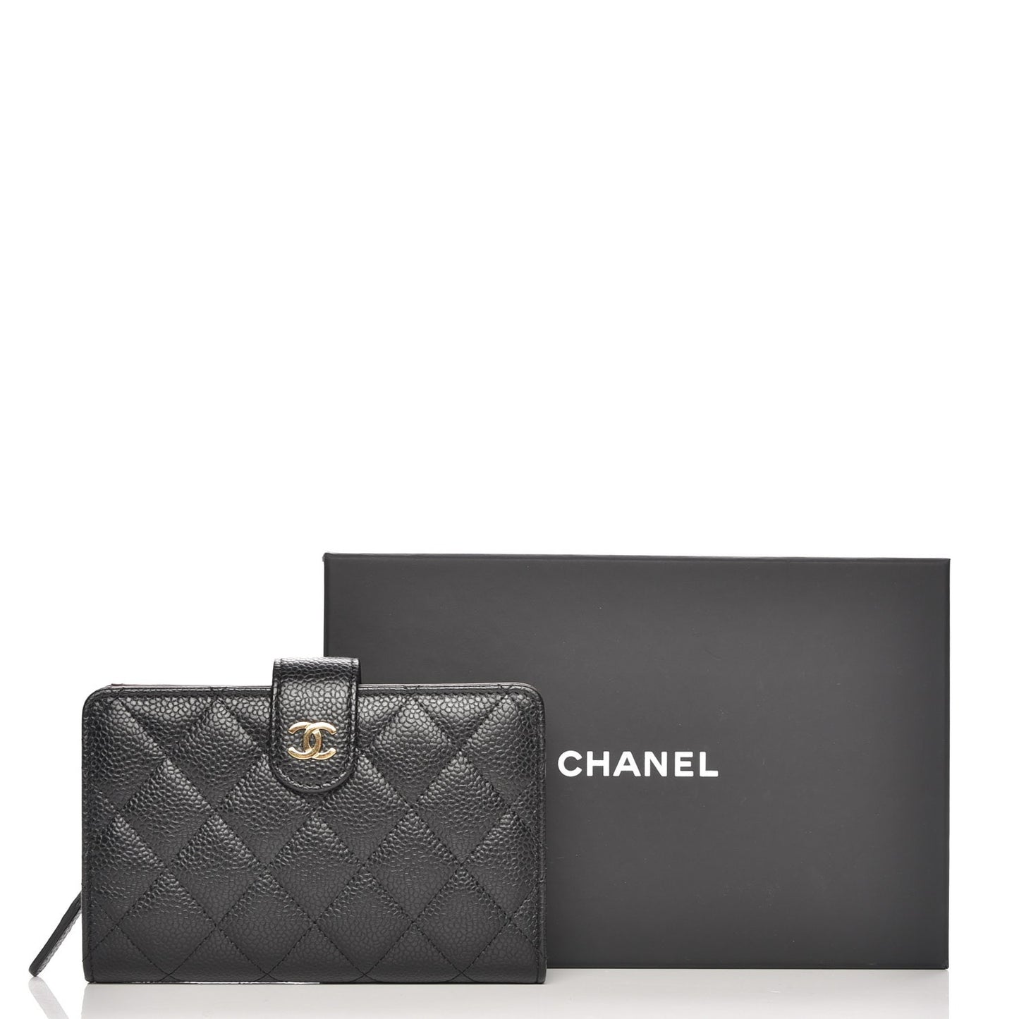 Caviar Quilted Zipped Pocket Wallet Black