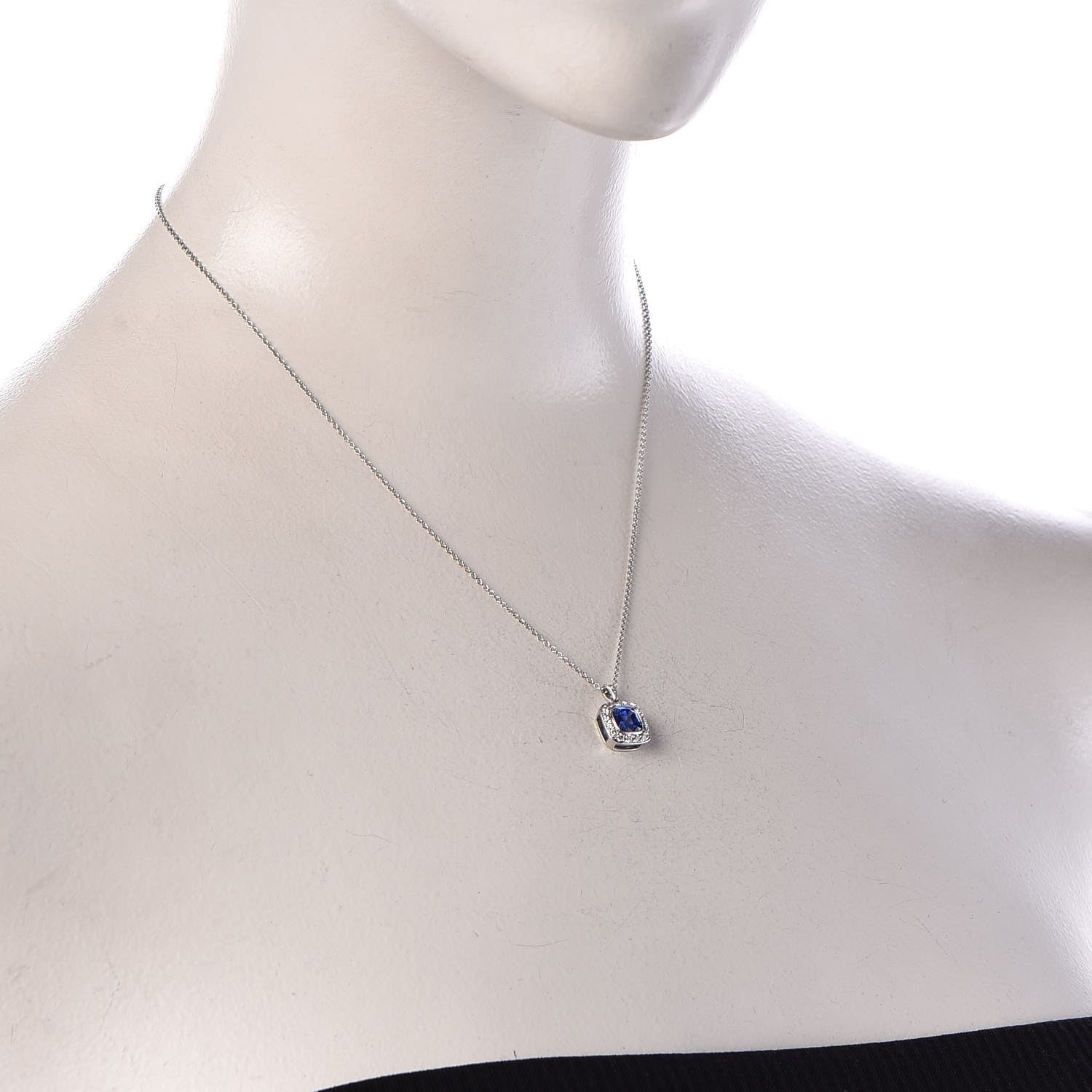 Tiffany Platinum Diamond Blue Sapphire Legacy Pendant Necklace 2 of 8