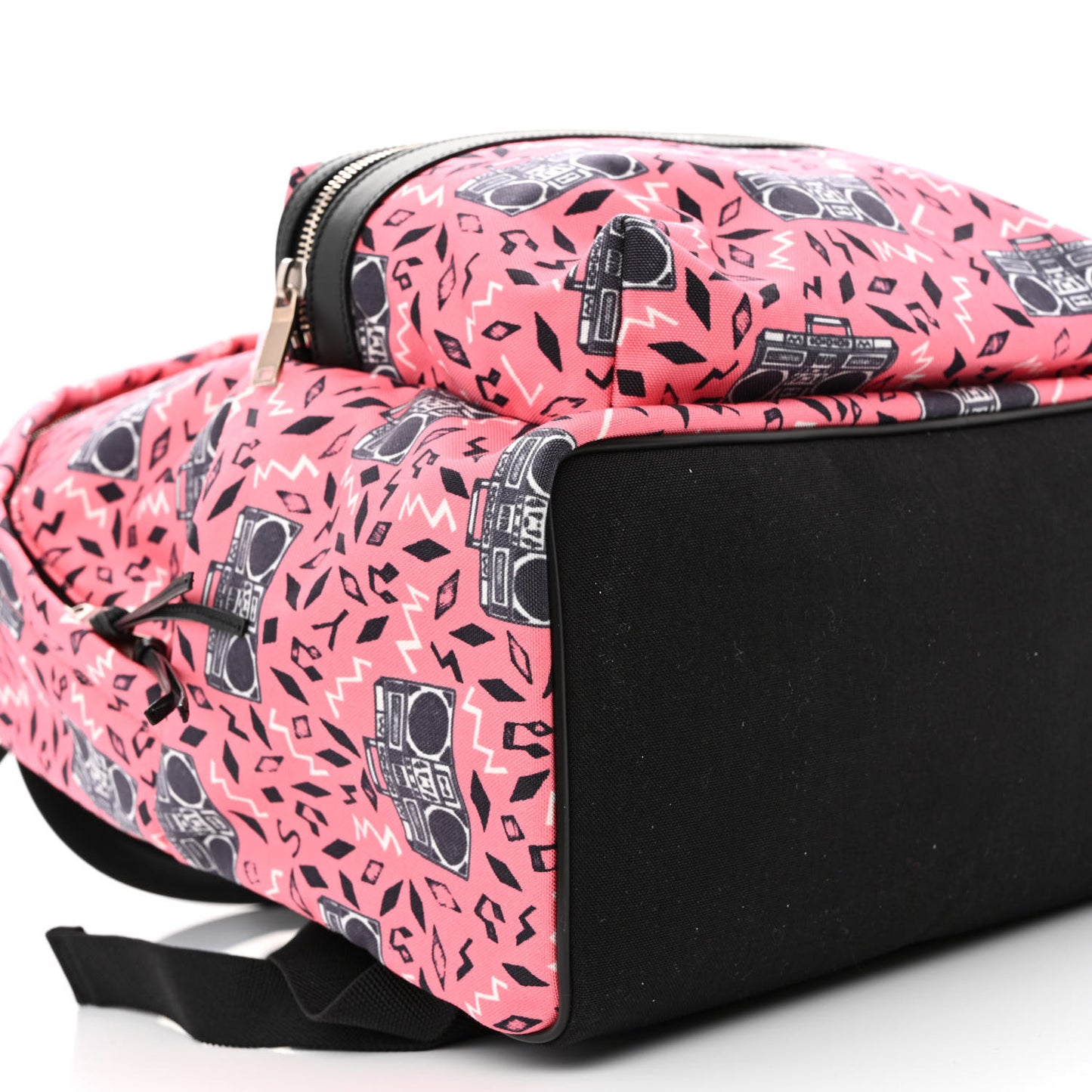 Canvas Radio Print City Backpack Pink
