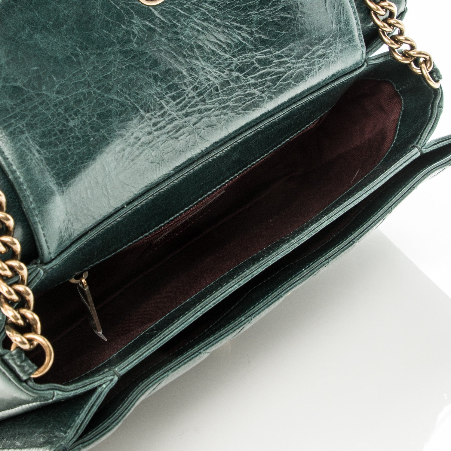 Chanel Glazed Calfskin Quilted Medium Perfect Edge Flap Dark Green 6 of 8