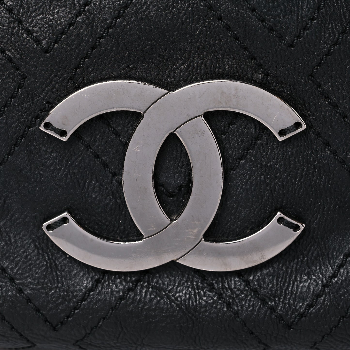 Calfskin Large Diamond Stitch Tote Black