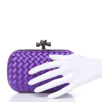 Bottega Veneta Satin Intreccio Impero Ayers Knot Clutch Purple 2 of 6