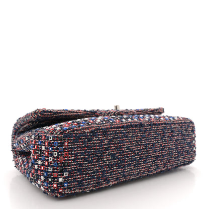 Chanel Sequin Tweed Medium Double Flap Red White Blue 4 of 12