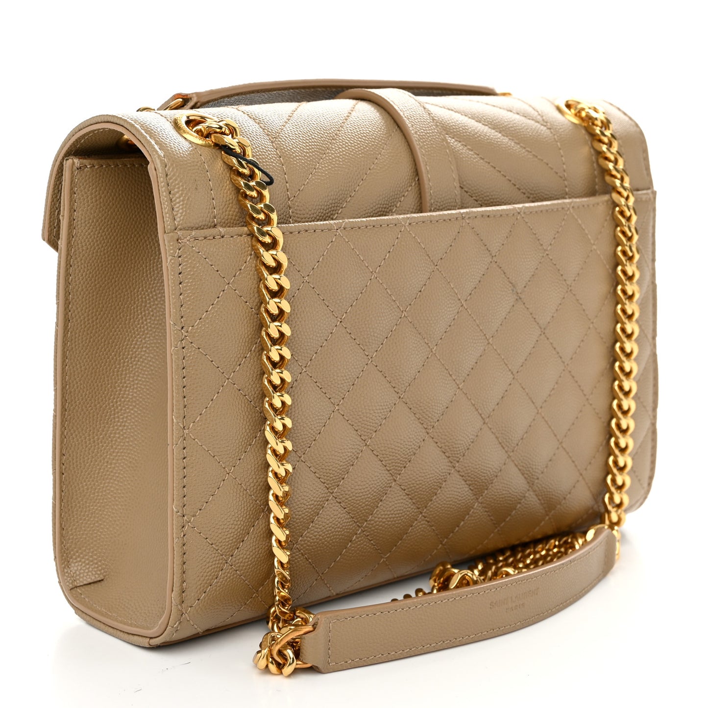 Grain De Poudre Textured Mixed Matelasse Medium Triquilt Monogram Satchel Dark Latte