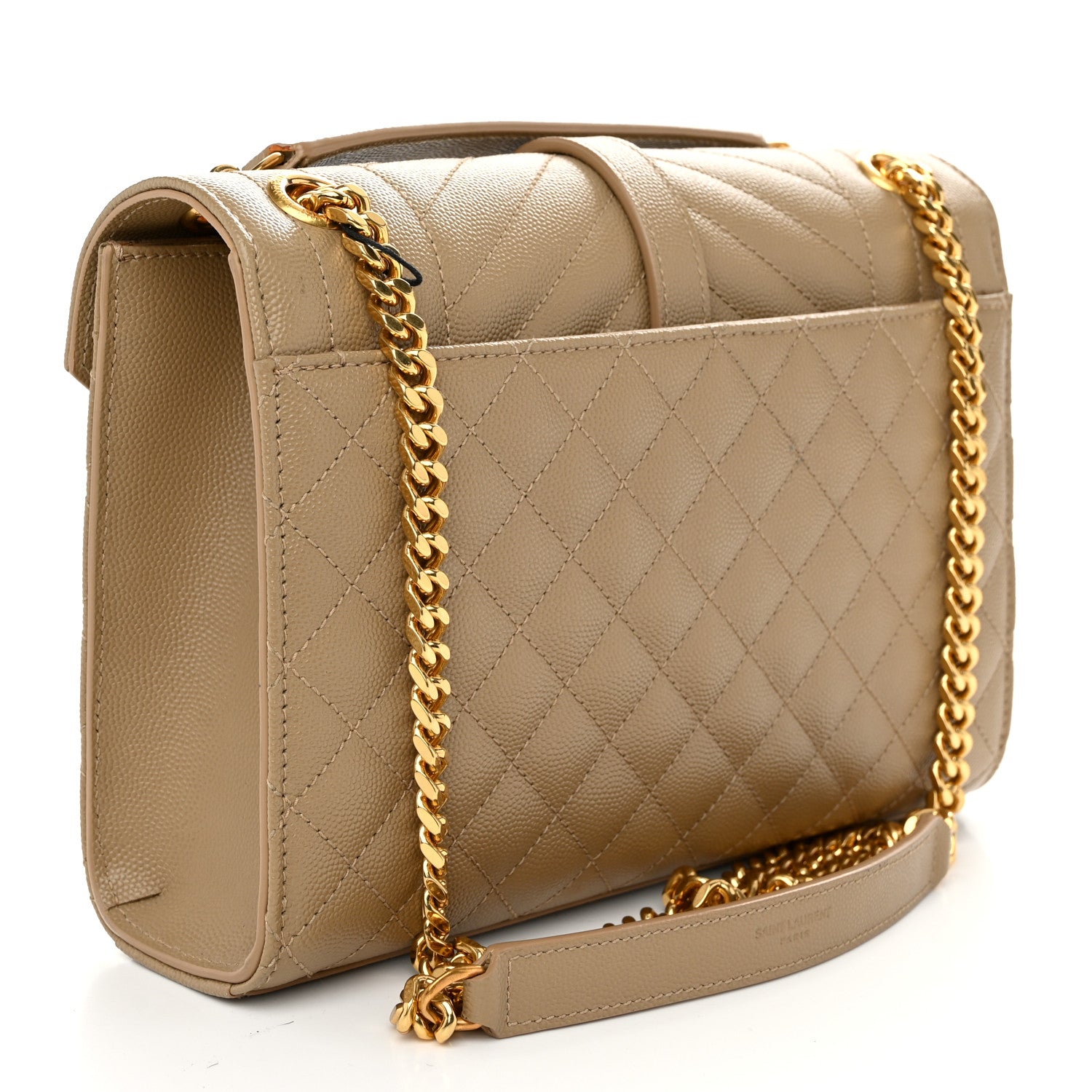 Saint Laurent Grain De Poudre Textured Mixed Matelasse Medium Triquilt Monogram Satchel Dark Latte 3 of 9