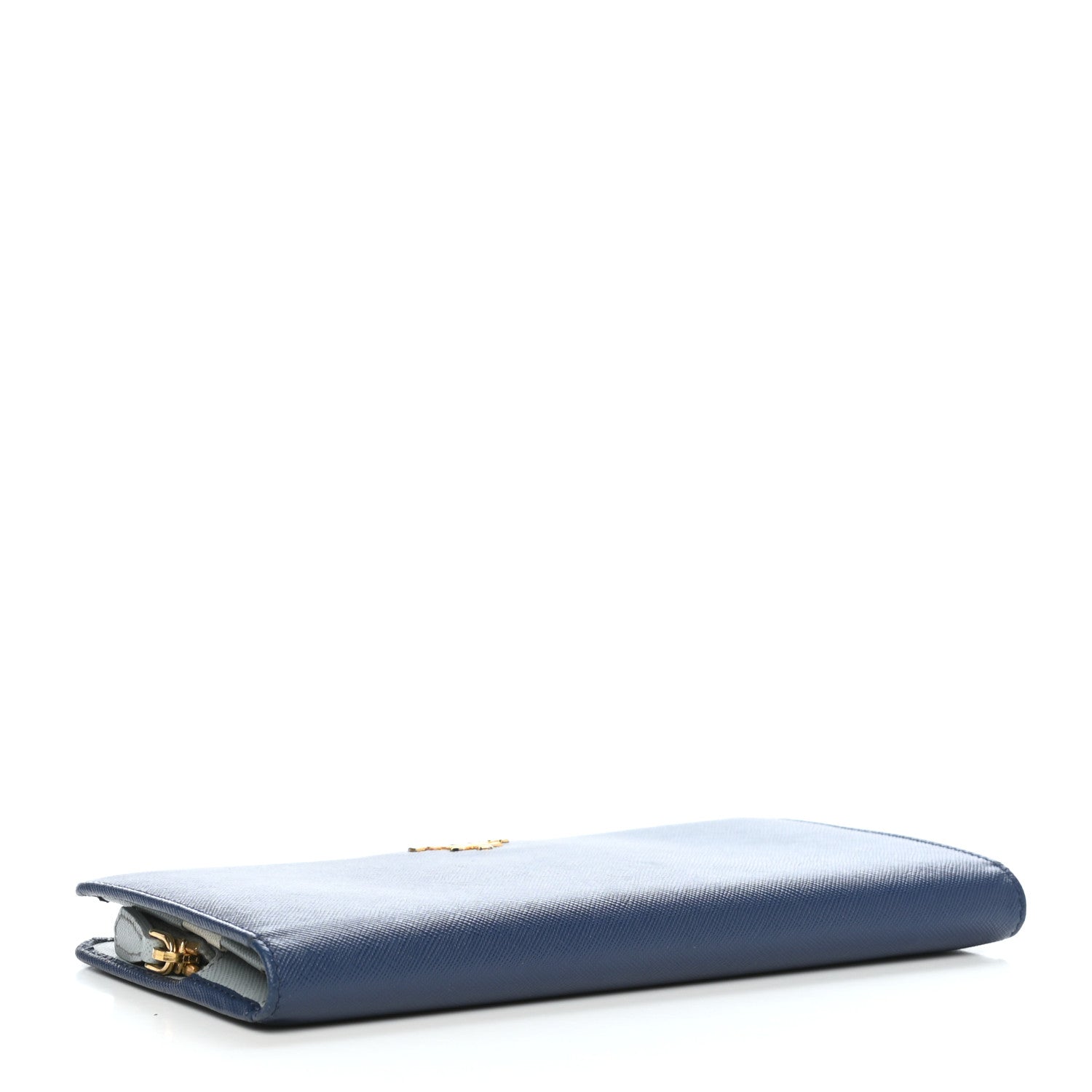 Prada Saffiano Metal Double Snap Travel Wallet Cobalto 4 of 10