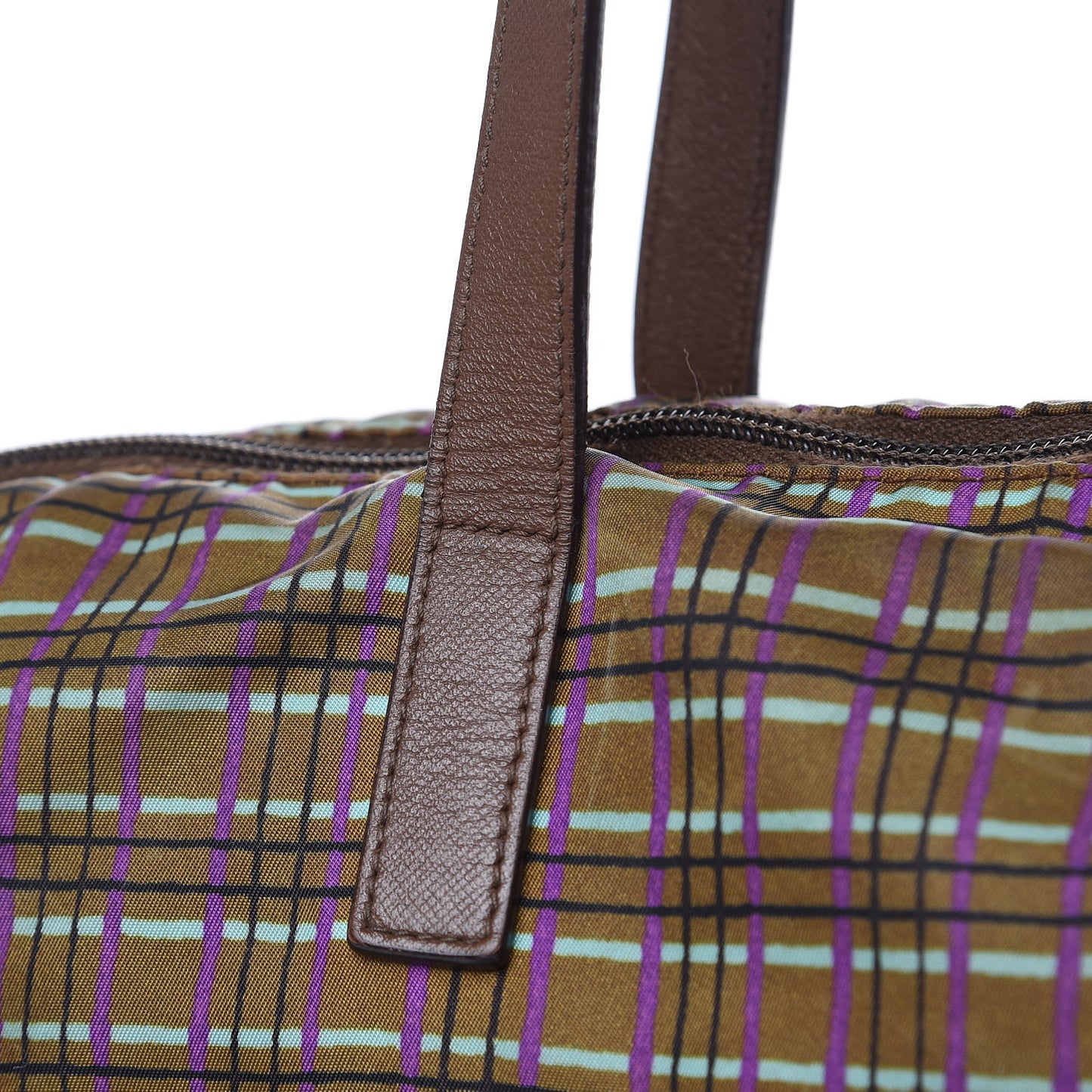 Tessuto Stampato Nylon Saffiano Check Print Tote Viola