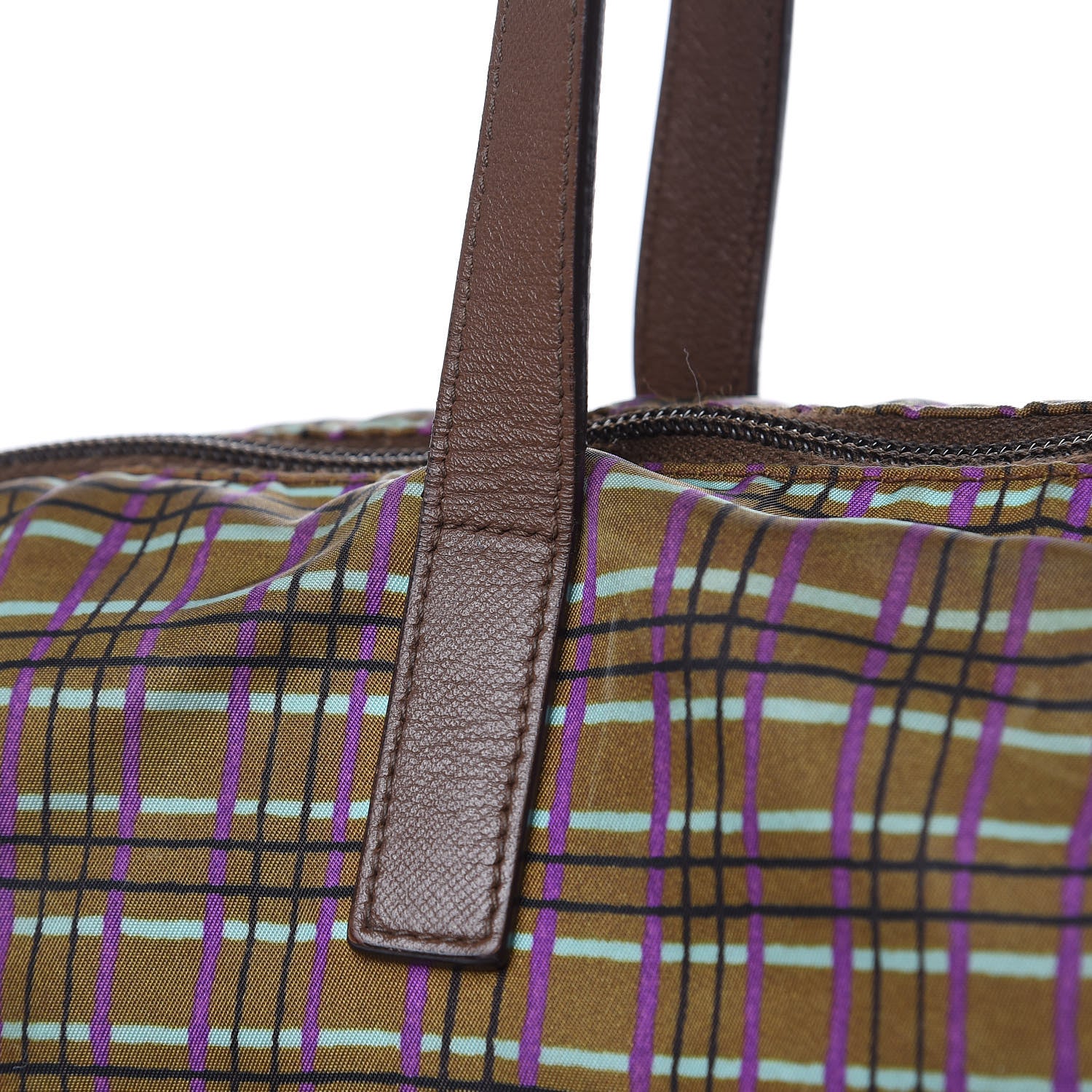 Prada Tessuto Stampato Nylon Saffiano Check Print Tote Viola 10 of 15