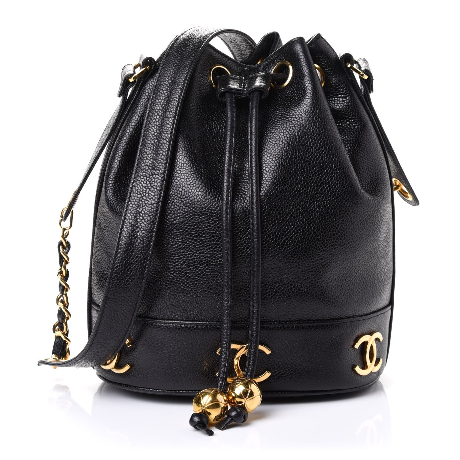 Chanel Caviar CC Drawstring Shoulder Bag Black 1 of 5