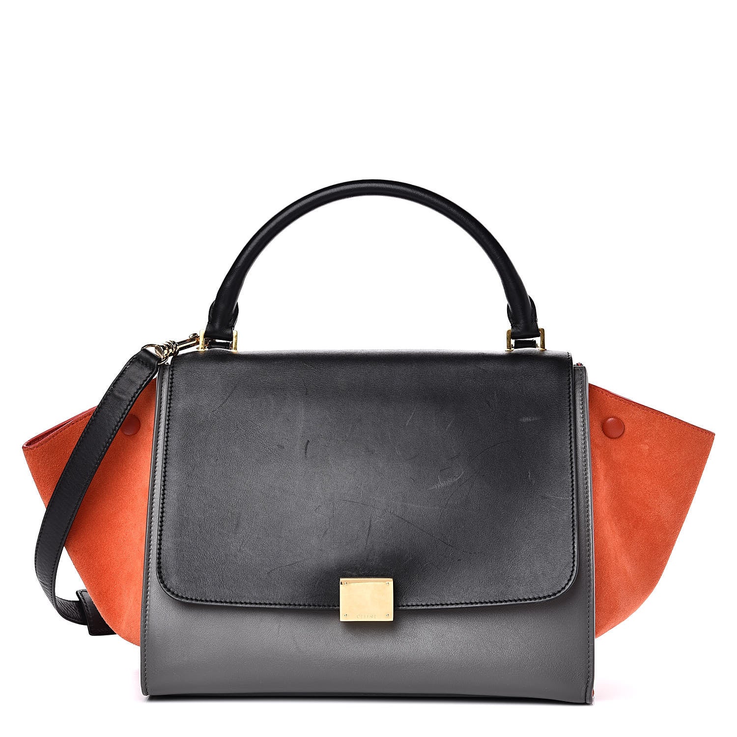 Celine Smooth Calfskin Suede Medium Tri-Color Trapeze Flamingo 1 of 16