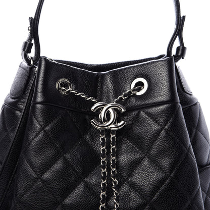 Chanel Caviar Quilted Small Chain Bucket Bag Black 11 of 12