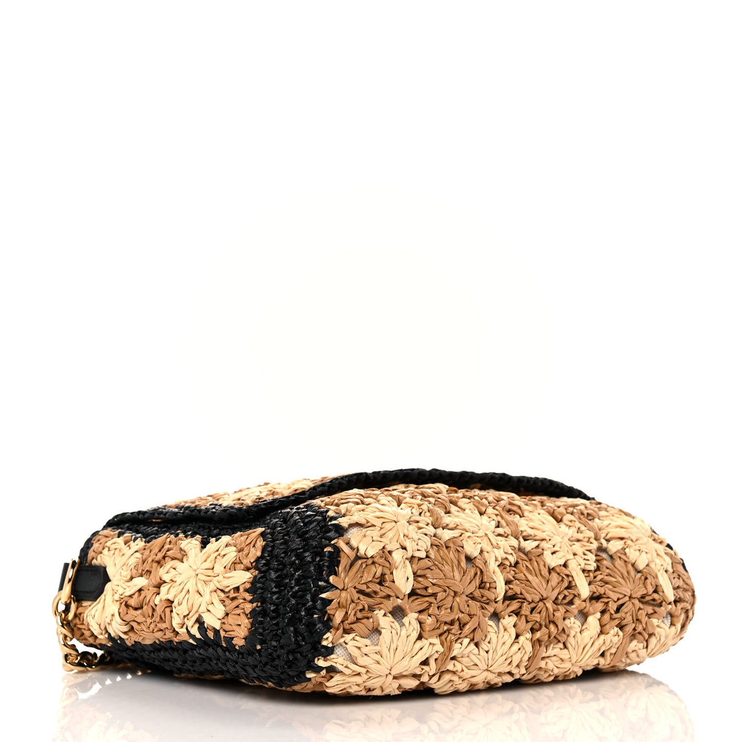 Raffia Azalea Calfskin Crochet Flower Small GG Marmont Shoulder Bag Natural Ecru Black