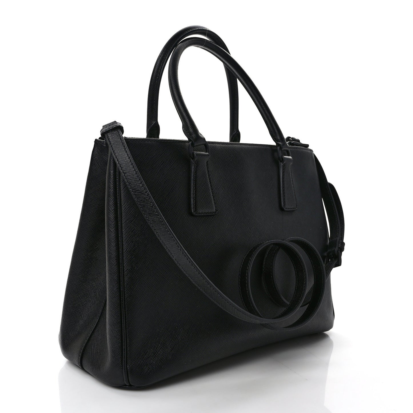 Saffiano Lux Monochrome Large Galleria Double Zip Tote Black