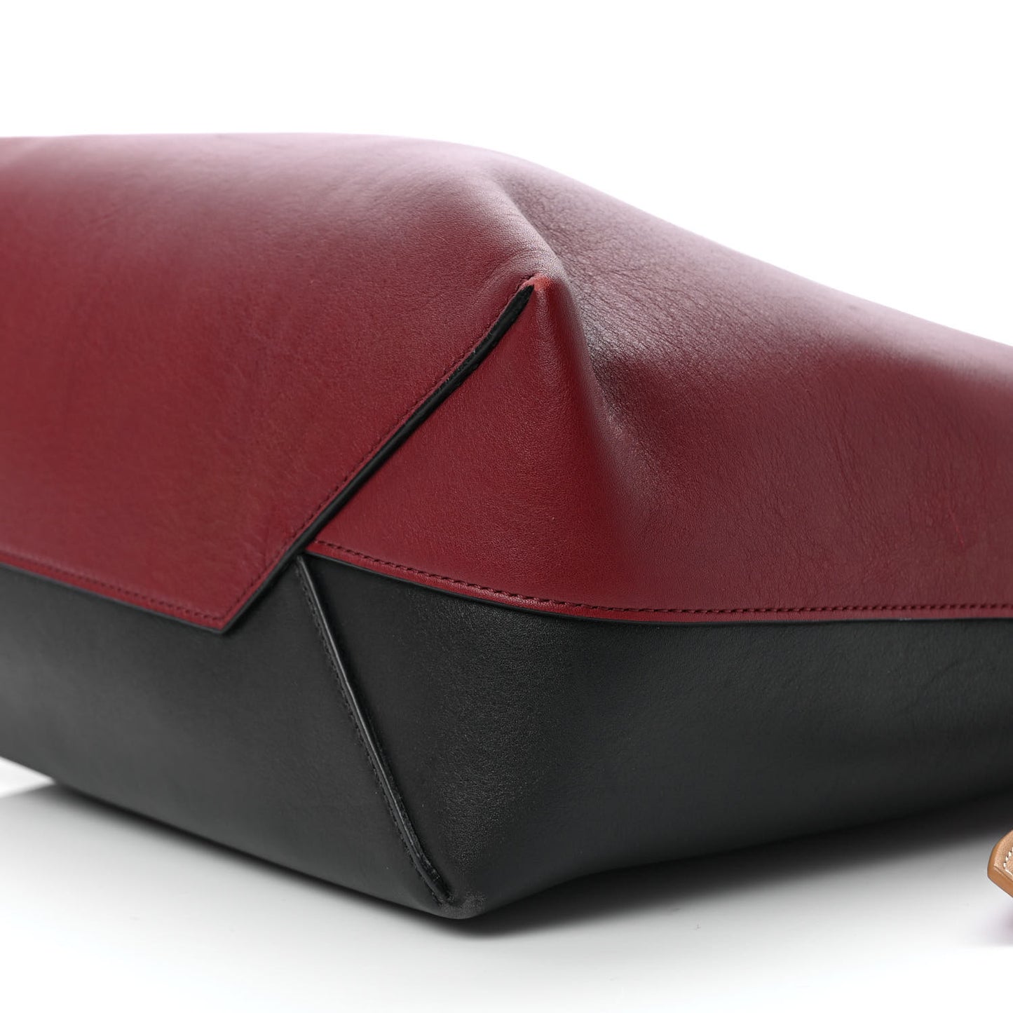 Shiny Smooth Calfskin Small Twisted Cabas Dark Ruby Navy
