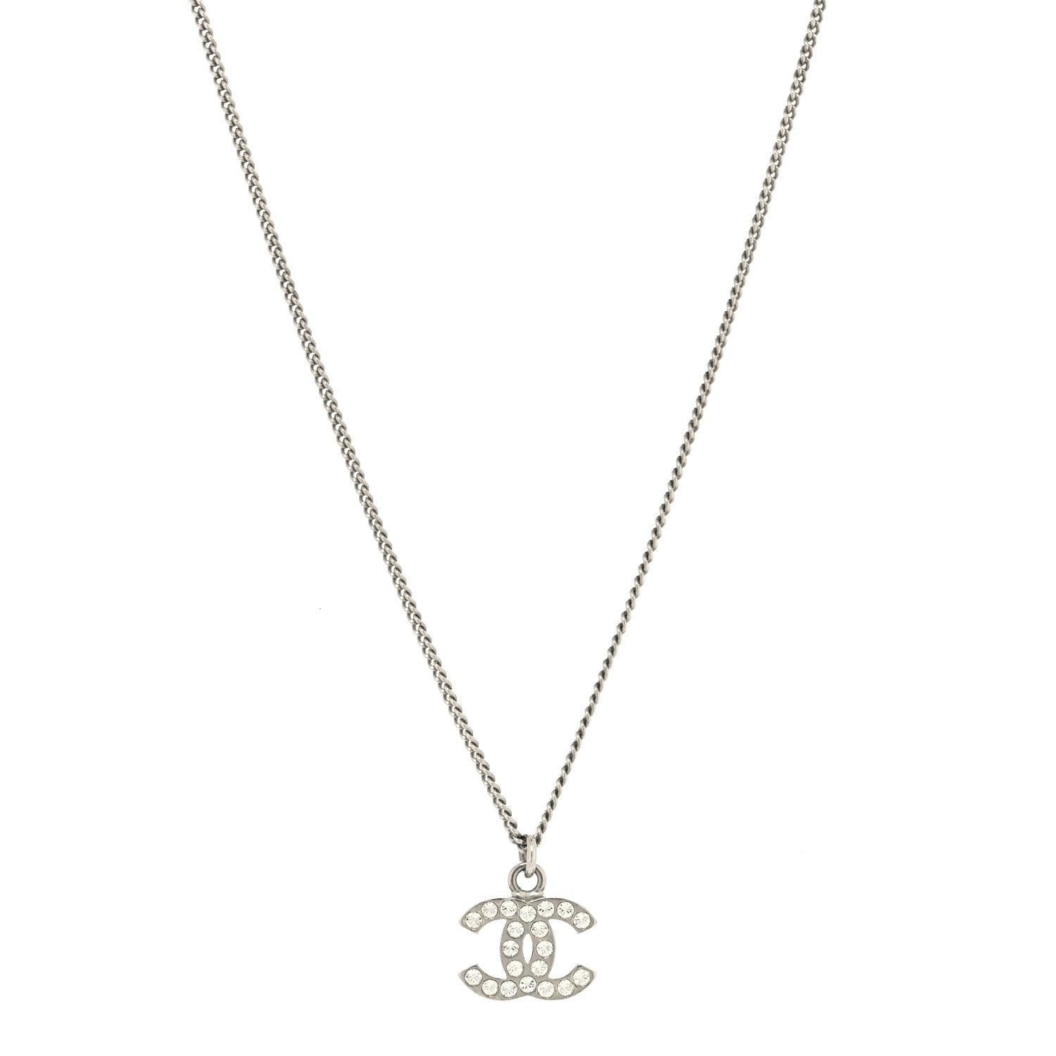 Chanel Crystal Timeless CC Necklace Silver 1 of 5