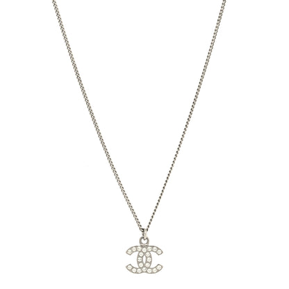 Chanel Crystal Timeless CC Necklace Silver 1 of 5