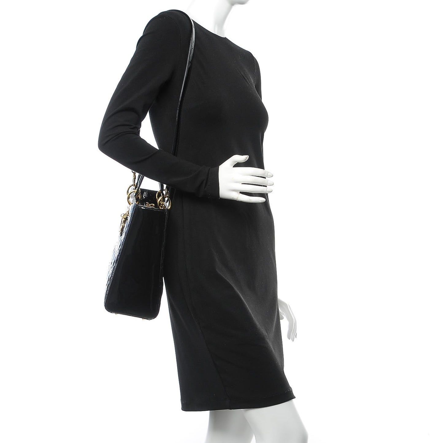 Patent Cannage Large Lady Dior Black
