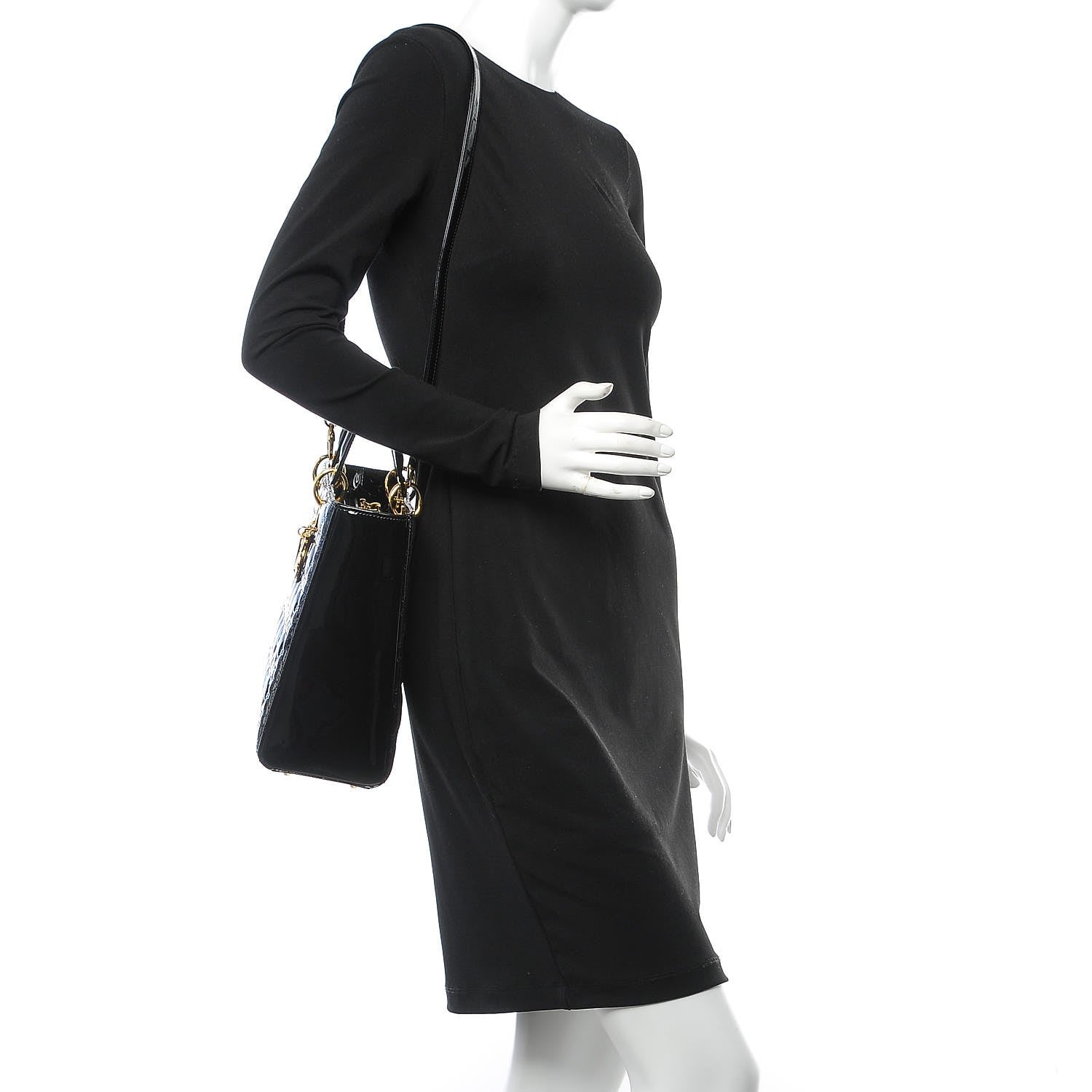 Christian Dior Patent Cannage Large Lady Dior Black 2 of 8