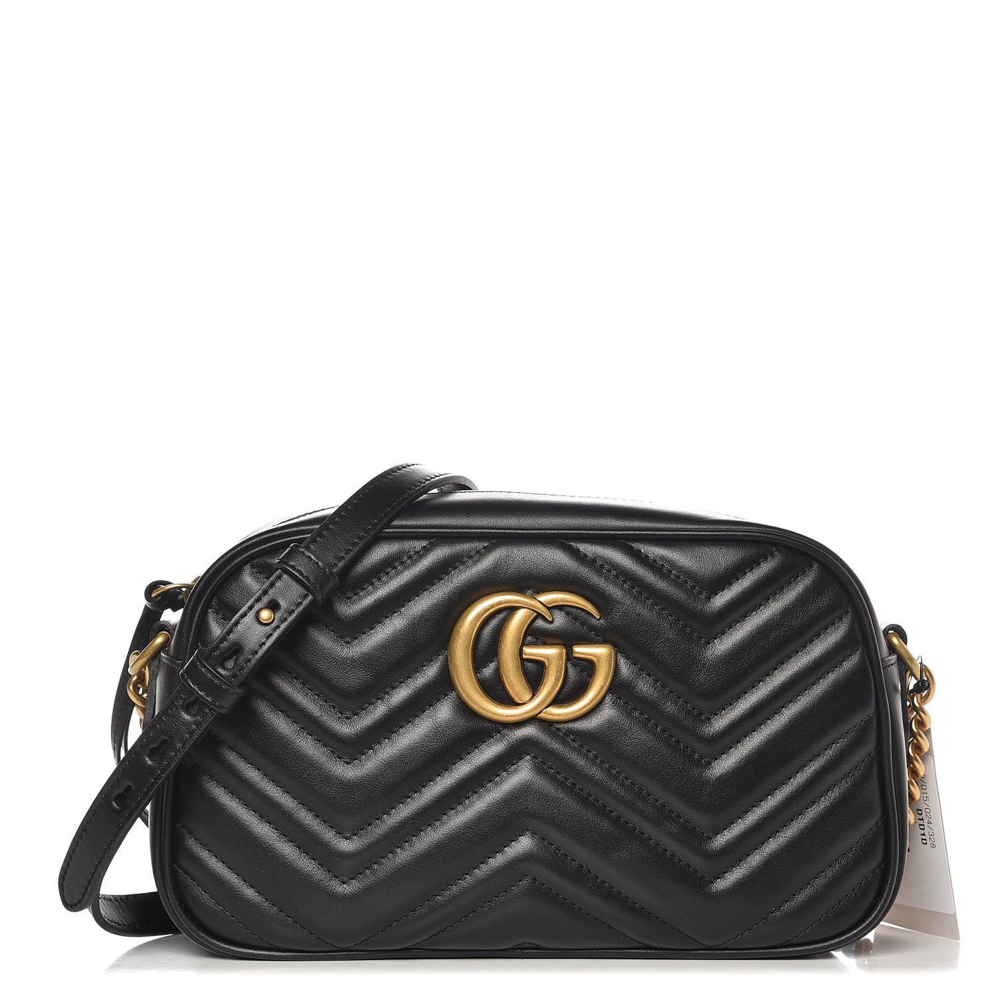 Calfskin Matelasse Small GG Marmont Chain Shoulder Bag Black
