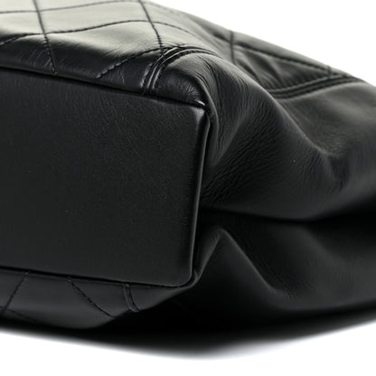 Chanel Calfskin Quilted CC Front Pocket Shopping Tote Black 10 of 12