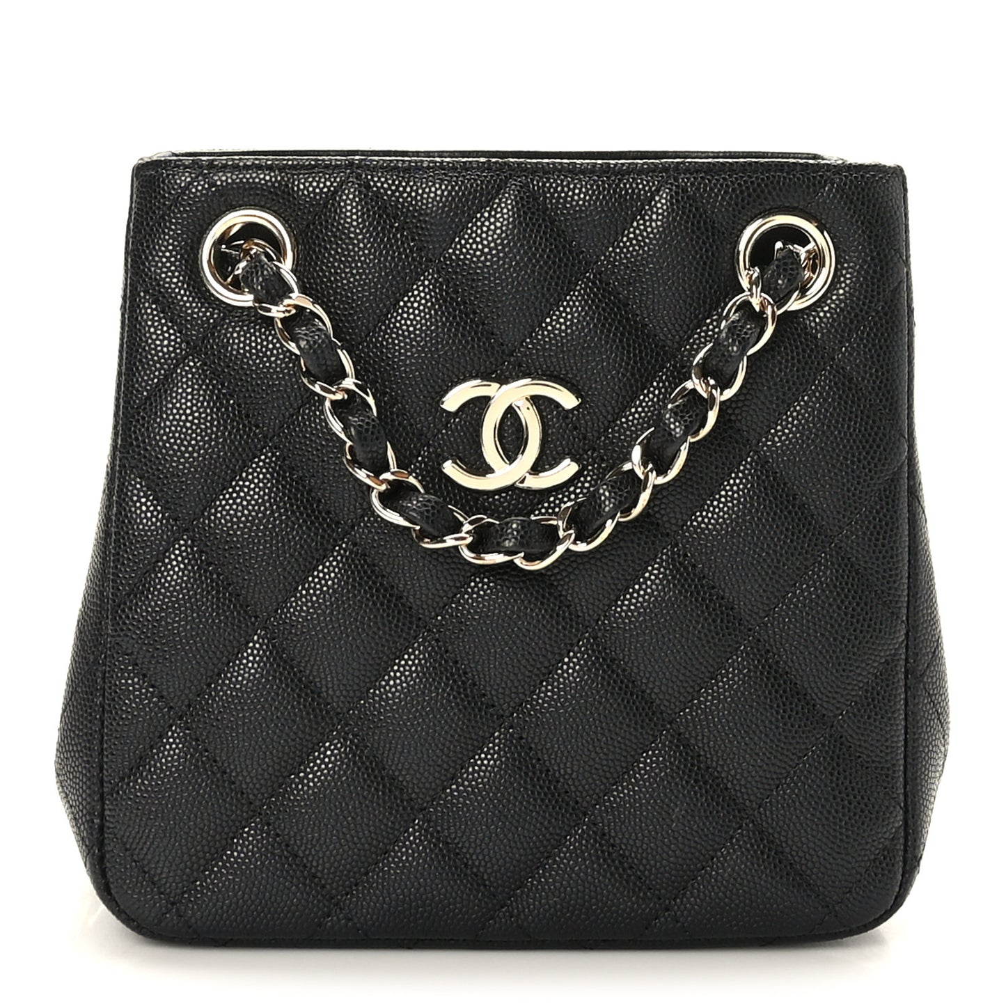 Caviar Quilted Mini Bucket Bag Black