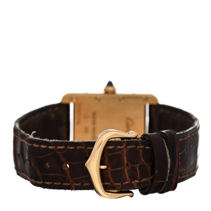 Cartier 18K Yellow Gold Alligator 22mm Tank Louis Quartz Watch Brown 3 of 6