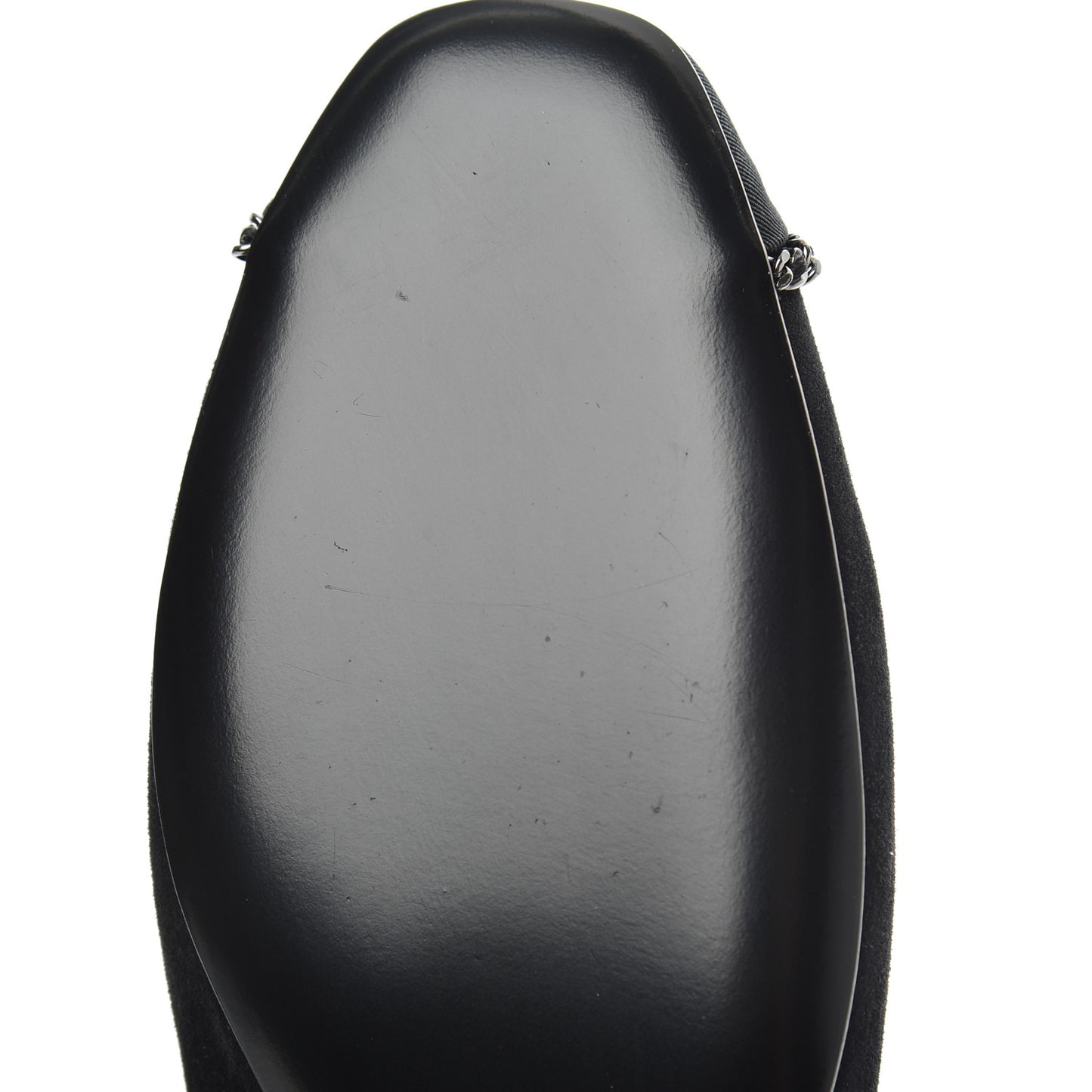 Suede Cap Toe Chain Moccasin Loafers 39 Black