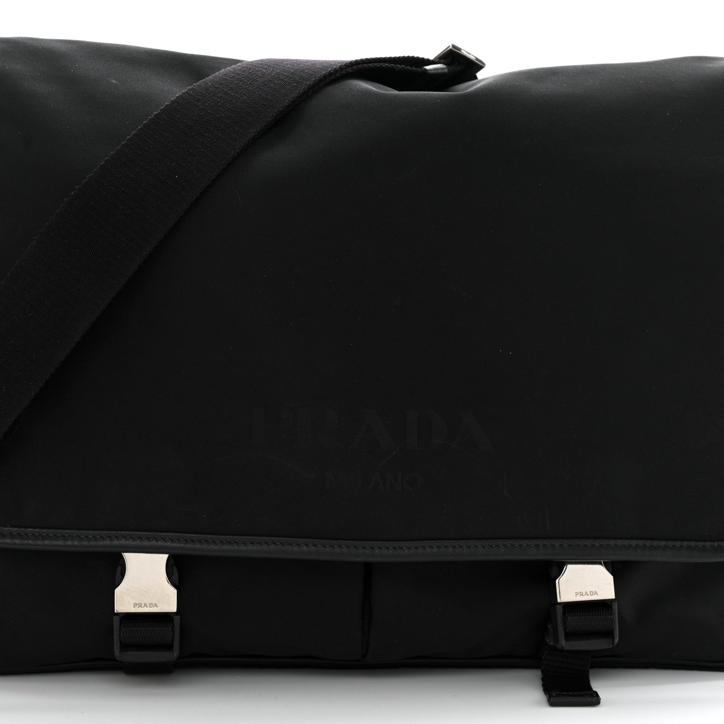 Tessuto Nylon Saffiano Logo Messenger Bag Black