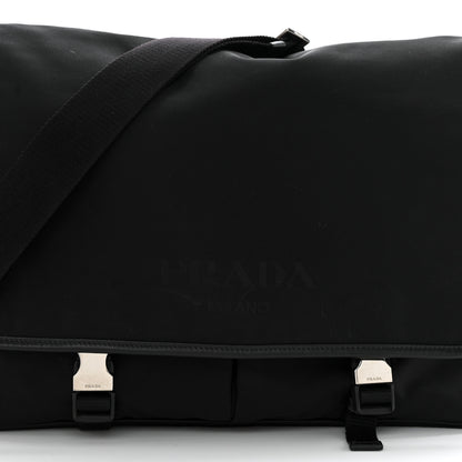 Prada Tessuto Nylon Saffiano Logo Messenger Bag Black 9 of 13