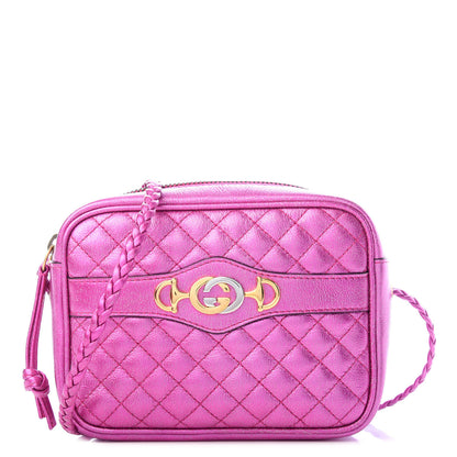 Gucci Laminated Nappa Trapuntata Mini Zumi Shoulder Bag Fuxia 1 of 9