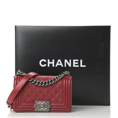 Chanel Caviar Quilted Small Boy Flap Dark Red 11 of 11