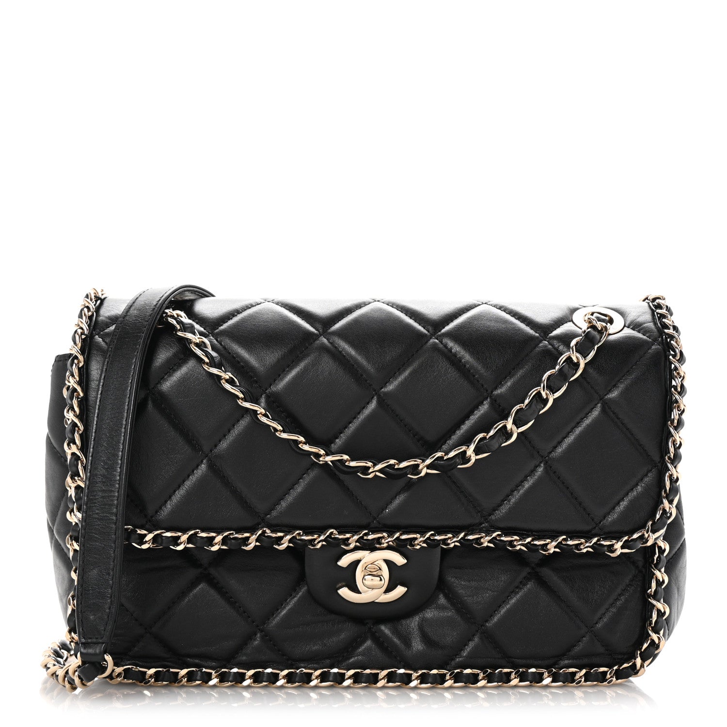 Chanel Crumpled Calfskin Medium Chain All Over Flap Black 1 of 10