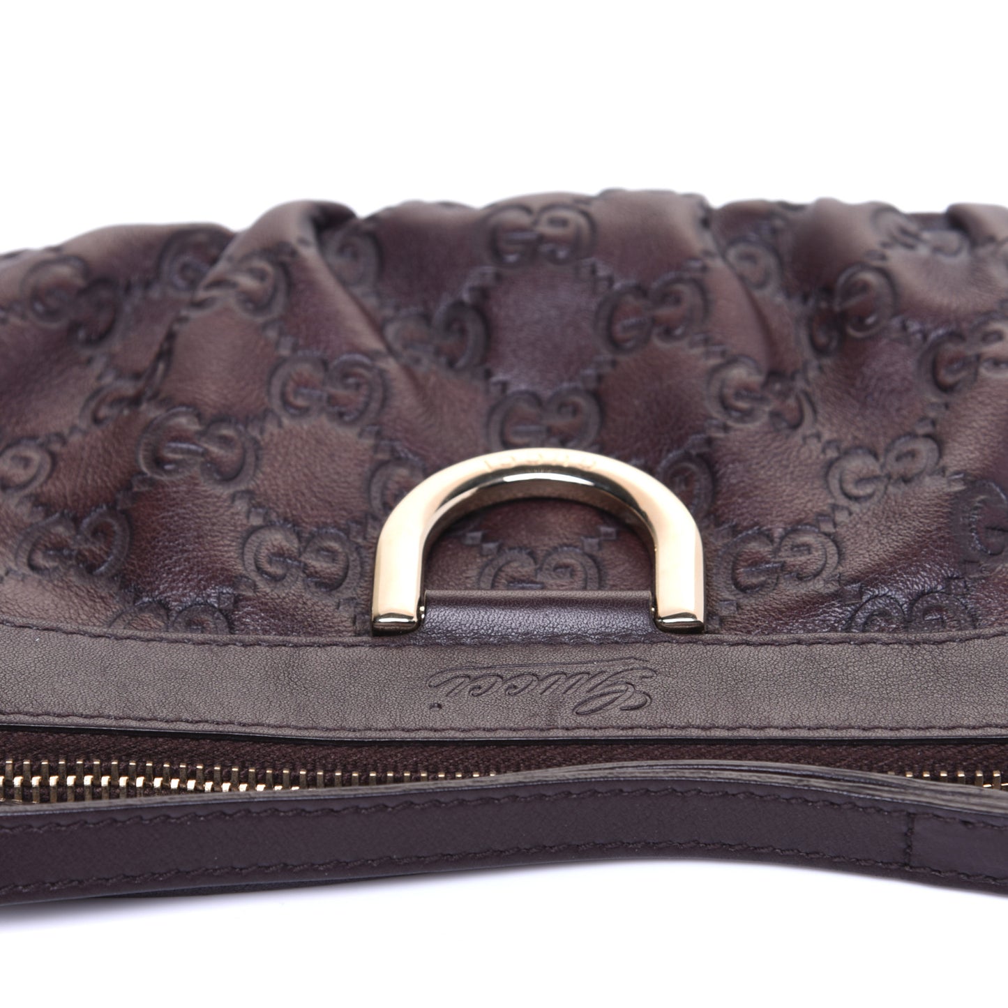 Guccissima D Gold Wristlet Chocolate