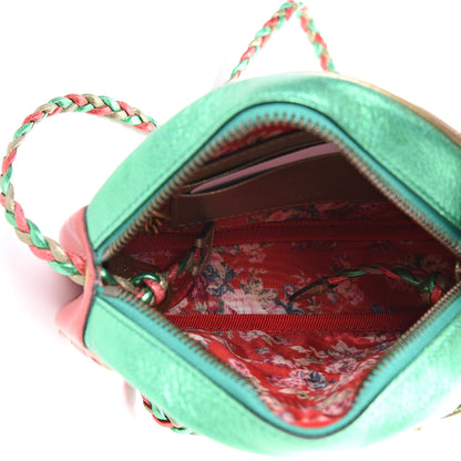Gucci Laminated Nappa Trapuntata Mini Zumi Dome Shoulder Bag Rosso Jasmine Green Rame 4 of 9