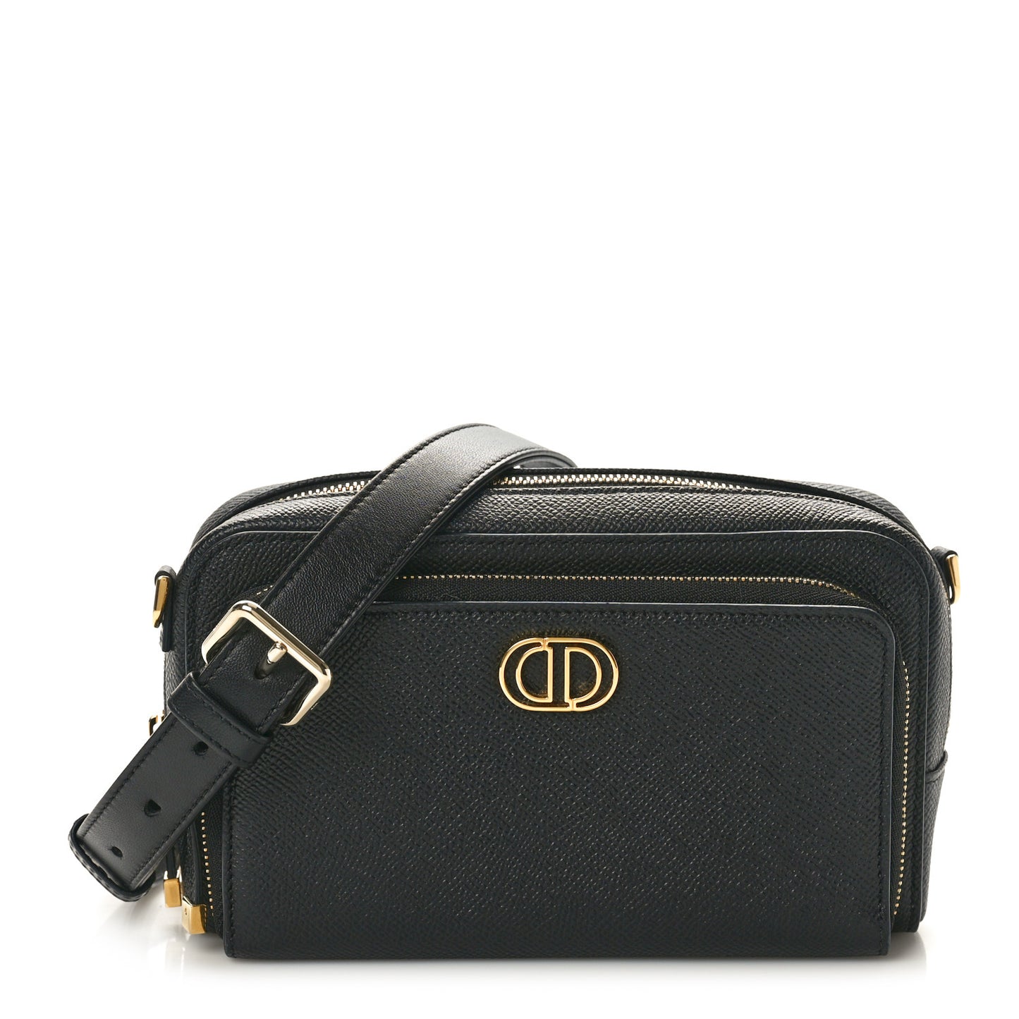 Grained Calfskin Caro Double Pouch Black