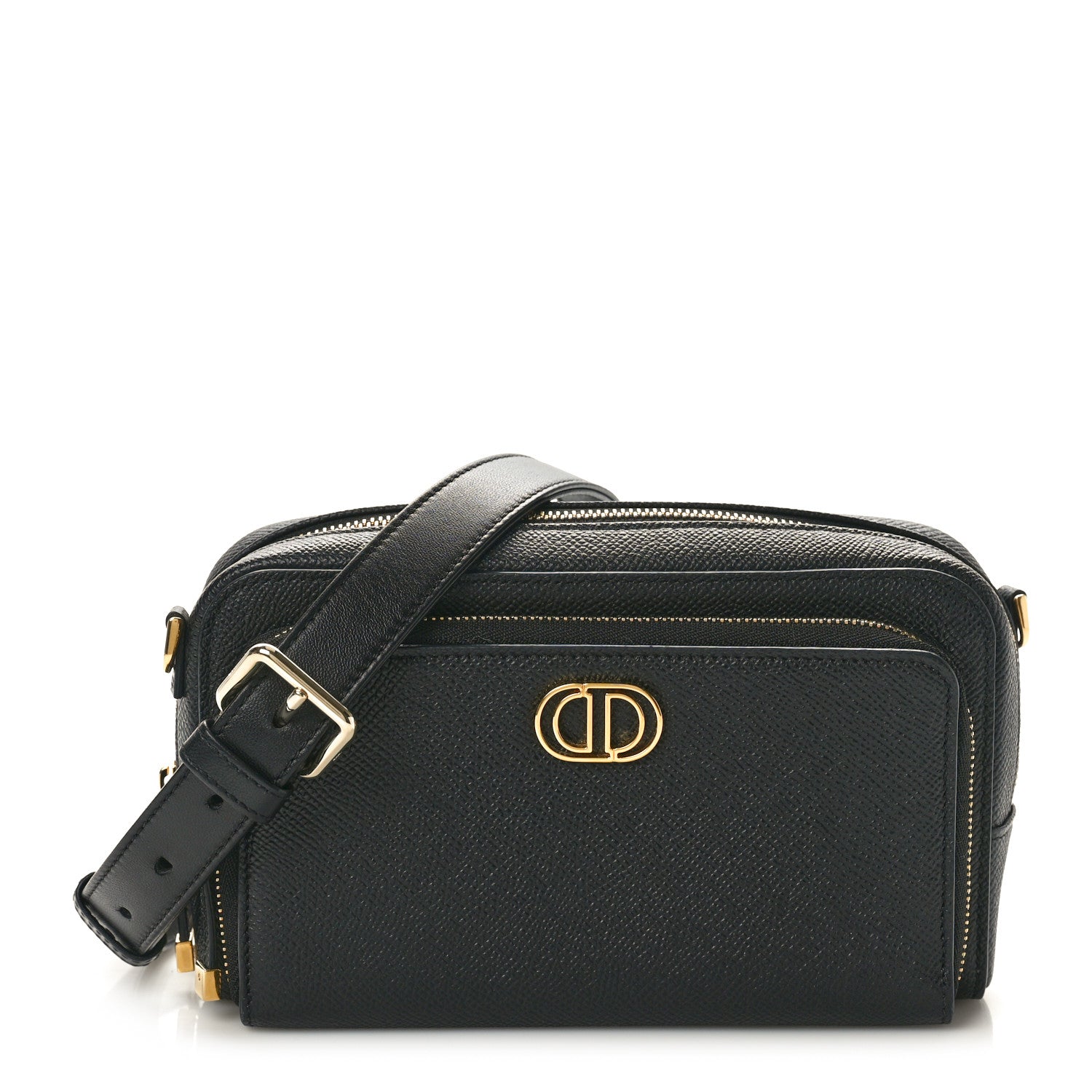 Christian Dior Grained Calfskin Caro Double Pouch Black 1 of 10