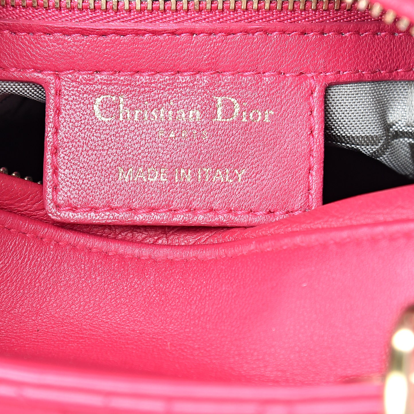 Lambskin Cannage Medium Lady Dior Fuchsia