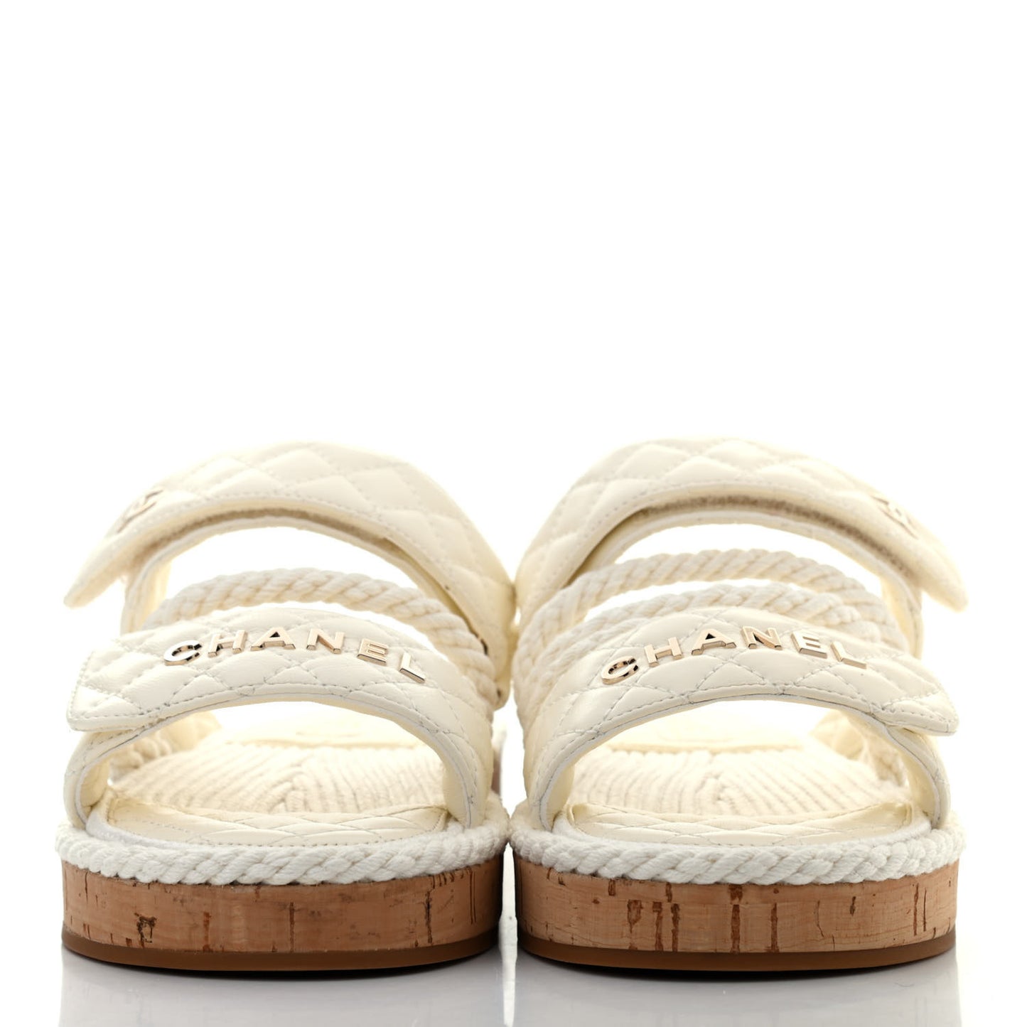 Cord Lambskin Quilted Logo Mules 36 White