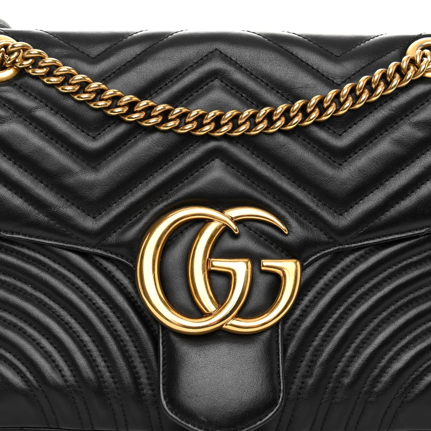 Gucci Calfskin Matelasse Medium GG Marmont Shoulder Bag Black 8 of 10