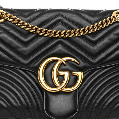 Gucci Calfskin Matelasse Medium GG Marmont Shoulder Bag Black 8 of 10