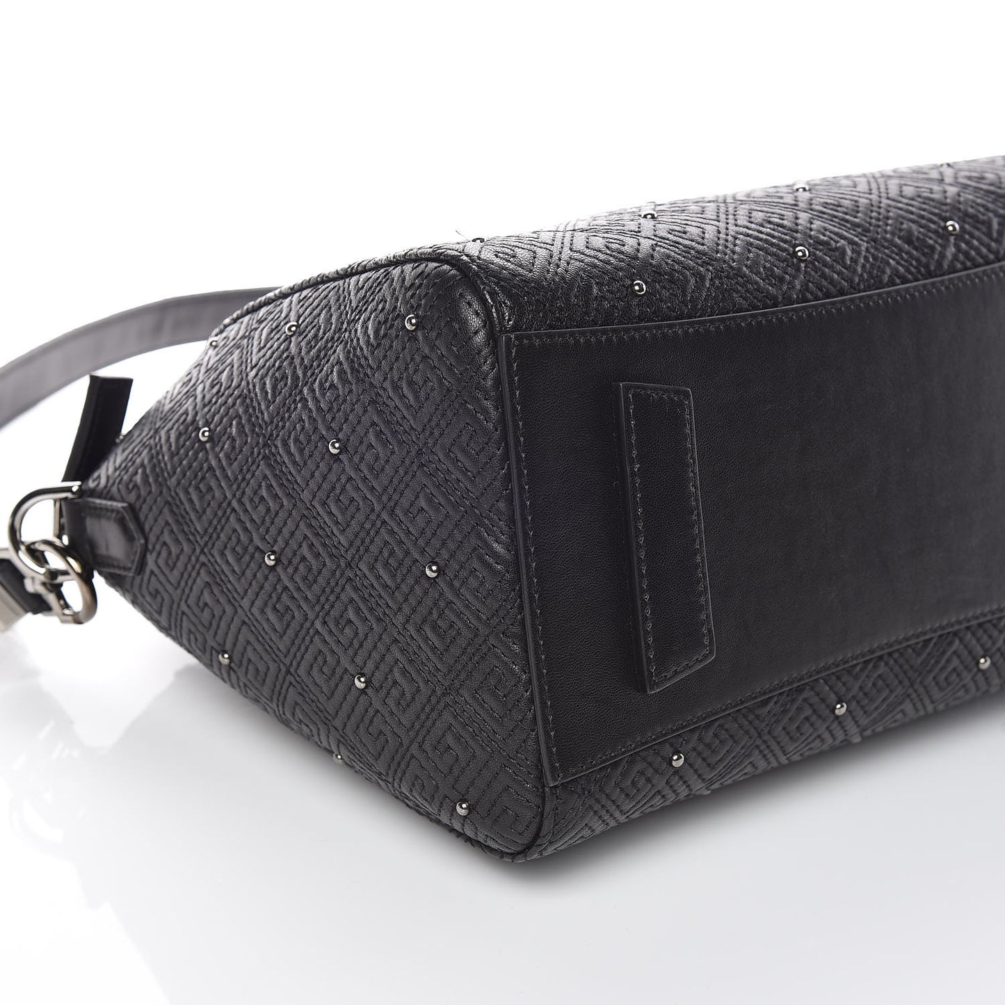 Lambskin Logo Embossed Small Studded Antigona Black