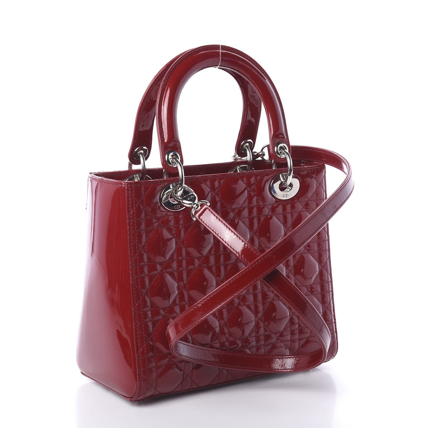 Patent Cannage Medium Lady Dior Red