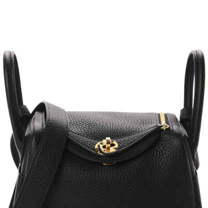 Hermes Taurillon Clemence Mini Lindy 20 Black 8 of 11
